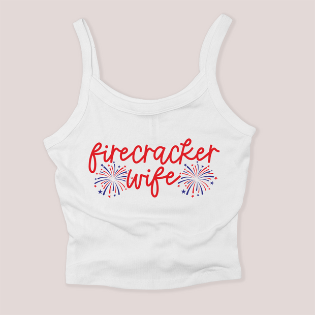 4th of July Shirt Micro Rib Tanktop - Firecracker Wife
