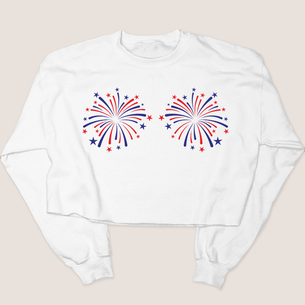 4th Of July Shirt Crop Sweatshirt - Firecracker Boobs