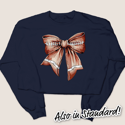 Football Shirt Sweatshirt Cropped - Coquette Football Bow