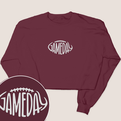 Football Shirt Sweatshirt Cropped - Embroidery Game Day Football