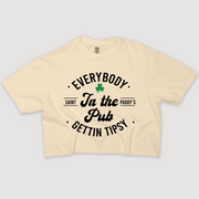 St. Patricks T-Shirt Vintage Cropped - Everybody In The Pub