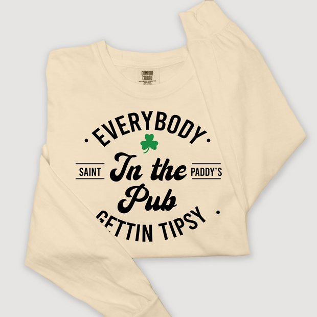 St. Patricks Day Long Sleeve T-Shirt Vintage - Everybody In The Pub