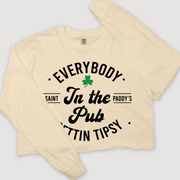 St. Patricks Long Sleeve T-Shirt Vintage Cropped - Everybody In The Pub