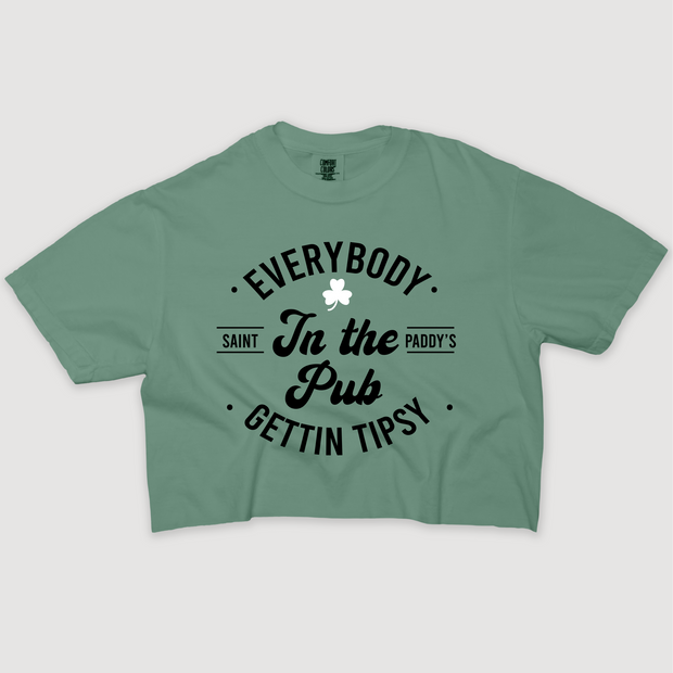 St. Patricks T-Shirt Vintage Cropped - Everybody In The Pub