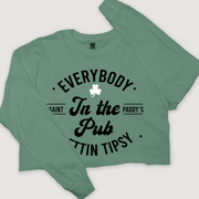 St. Patricks Long Sleeve T-Shirt Vintage Cropped - Everybody In The Pub