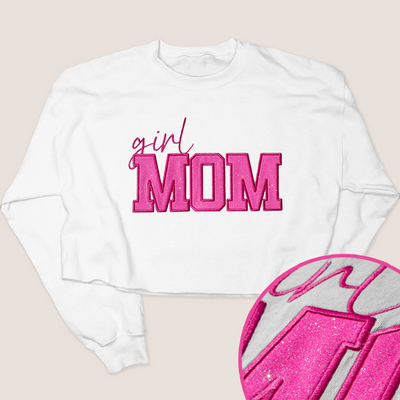 Mom Shirt Glitter - Girl Mom Sweatshirt Cropped
