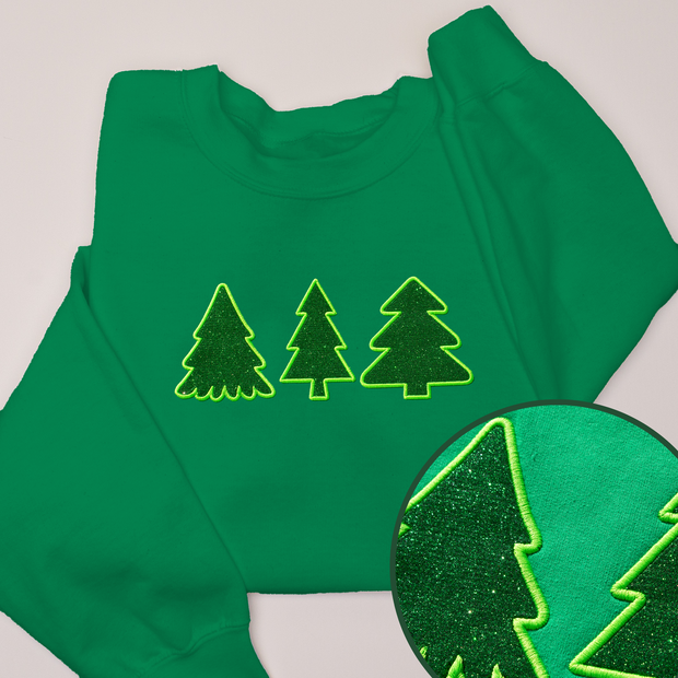 Christmas Sweatshirt - Glitter - Minimalistic Trees
