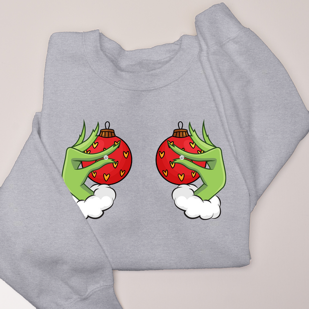 Christmas Sweatshirt - Grinch Ornament Chest