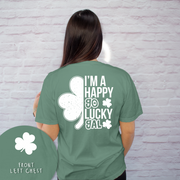 St. Patricks Day T-Shirt Vintage - Happy Go Lucky Gal - Full Back