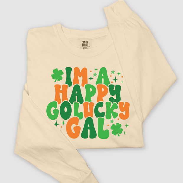 St. Patricks Day Long Sleeve T-Shirt Vintage - Happy Go Lucky Gal