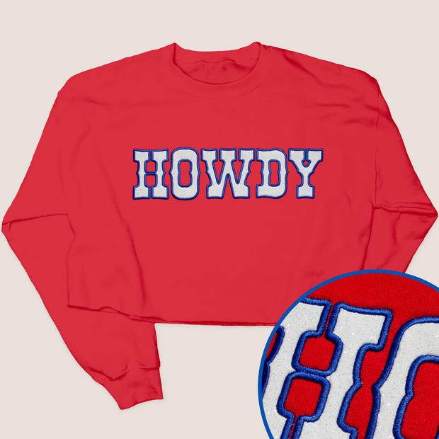 Texas Shirt Glitter Sweatshirt Cropped - Howdy Western