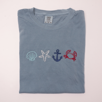 Comfort Colors Coastal Icons Embroidered T-Shirt