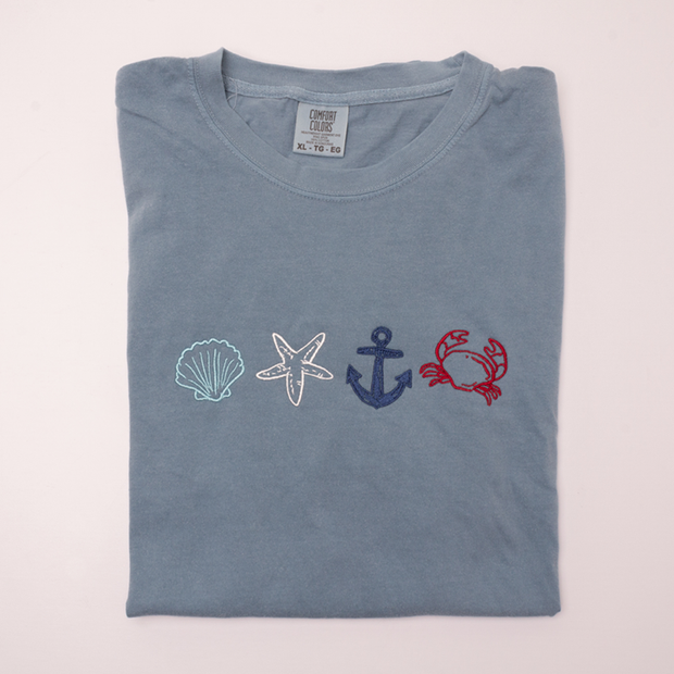Comfort Colors Coastal Icons Embroidered T-Shirt