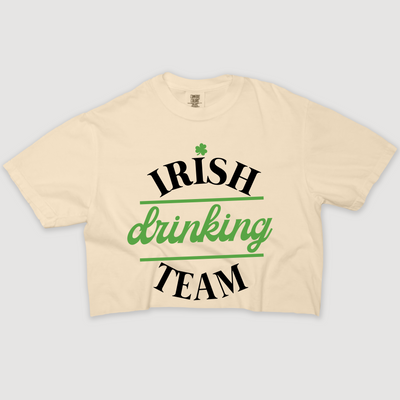 St. Patricks Day T-Shirt Vintage Cropped - Irish Drinking Team
