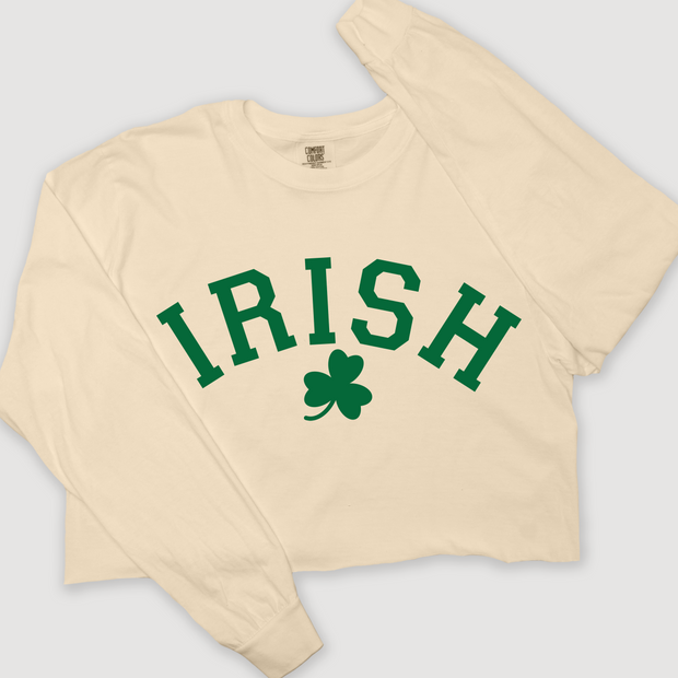 St. Patricks Day Long Sleeve T-Shirt Vintage Cropped - Irish League