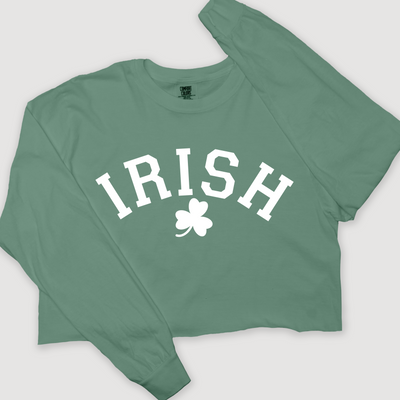 St. Patricks Day Long Sleeve T-Shirt Vintage Cropped - Irish League