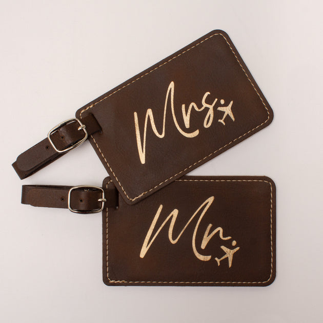 Couples Luggage Tag - Laser Engraved - Leather