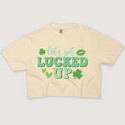 St. Patricks Day T-Shirt Vintage Cropped - Let's Get Lucked Up