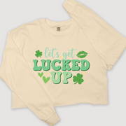 St. Patricks Day Long Sleeve T-Shirt Vintage Cropped - Let's Get Lucked Up