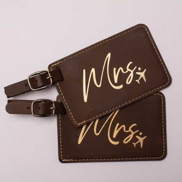Couples Luggage Tag - Laser Engraved - Leather