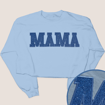 Mom Shirt Mama Glitter Sweatshirt Cropped