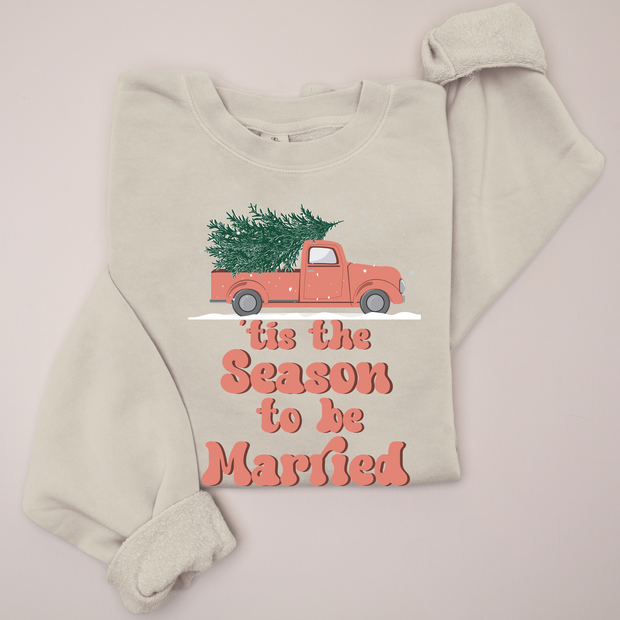 Christmas Sweatshirt High End - Tis the Season to be Married - Groovy