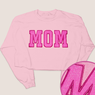 Mom Shirt Glitter Sweatshirt Cropped - University Tee