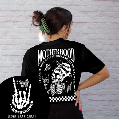 Mom Shirt - Skeleton Motherhood Rockin' Cropped