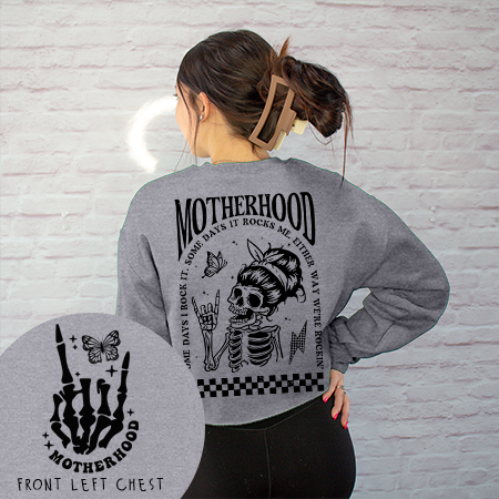 Mom Shirt - Skeleton Motherhood Rockin' Sweatshirt Cropped