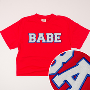 4th Of July Shirt Crop Glitter - Babe