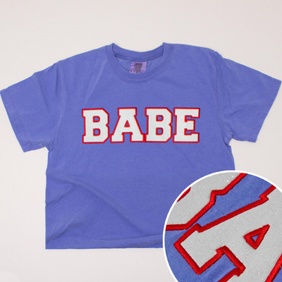 USA Patriotic - Babe - Glitter - Cropped -T Shirt