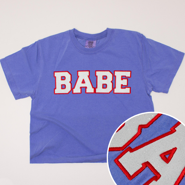 4th Of July Shirt Crop Glitter - Babe