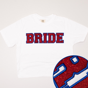 4th Of July Shirt Crop Glitter - Bride