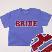 USA Patriotic - Bride - Glitter - Cropped -T Shirt