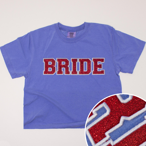 4th Of July Shirt Crop Glitter - Bride