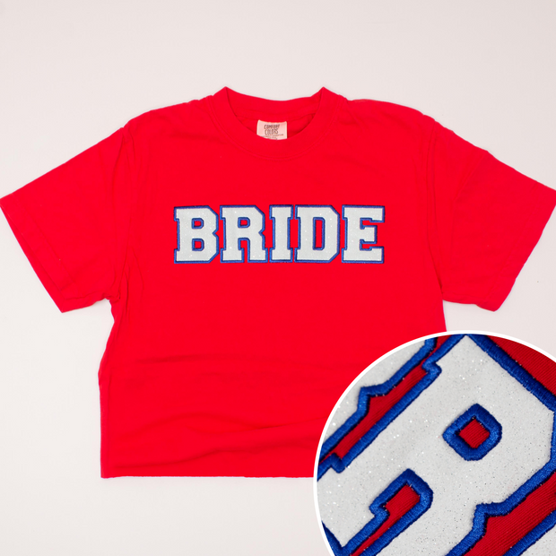 4th Of July Shirt Crop Glitter - Bride