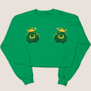 St. Patricks Day Sweatshirt Cropped - Pot of Gold