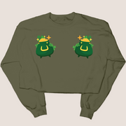 St. Patricks Day Sweatshirt Cropped - Pot of Gold