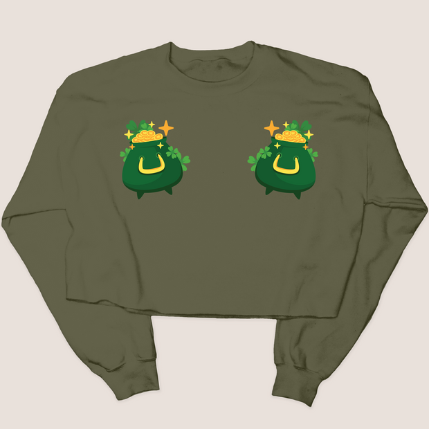 St. Patricks Day Sweatshirt Cropped - Pot of Gold