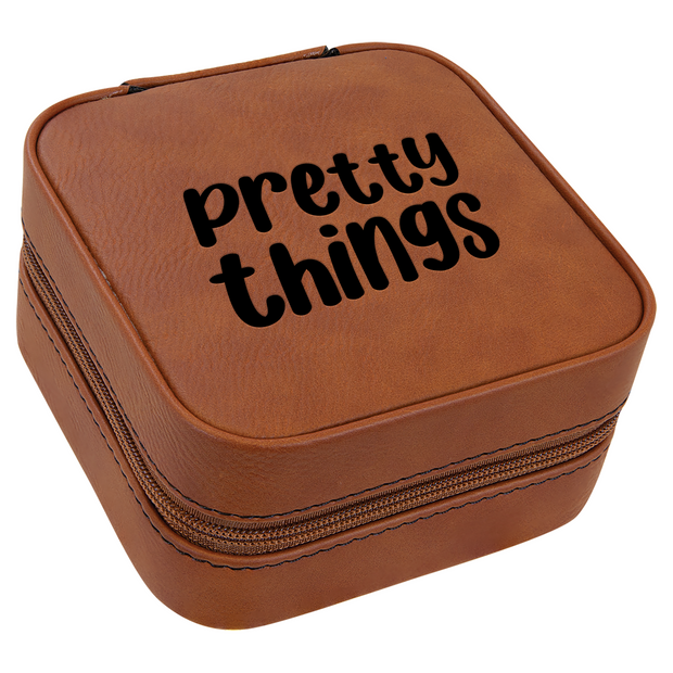 Pretty Things - Laser Engraved - 4x4 Leather Jewelry Box