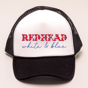 4th of July Trucker Hat - Redhead, White & Blue