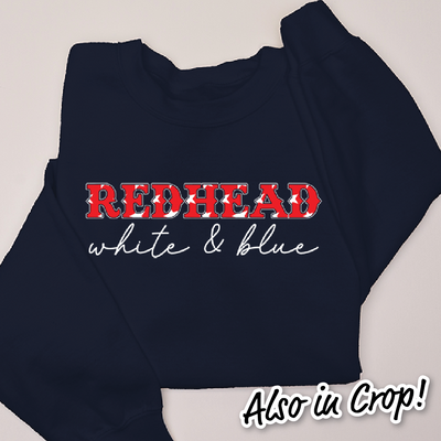 4th Of July Shirt Sweatshirt - Redhead, White & Blue