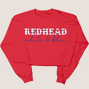 4th Of July Shirt Sweatshirt - Redhead, White & Blue