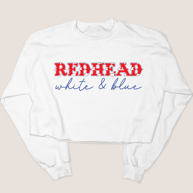 4th Of July Shirt Sweatshirt - Redhead, White & Blue