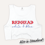 4th Of July Shirt Tank Top - Redhead, White & Blue