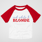 4th of July Shirt Adult Baby Doll Tee - Red, White & Blonde