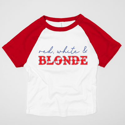 USA Patriotic - Red, White & Blonde - Baby Doll Adult Tee