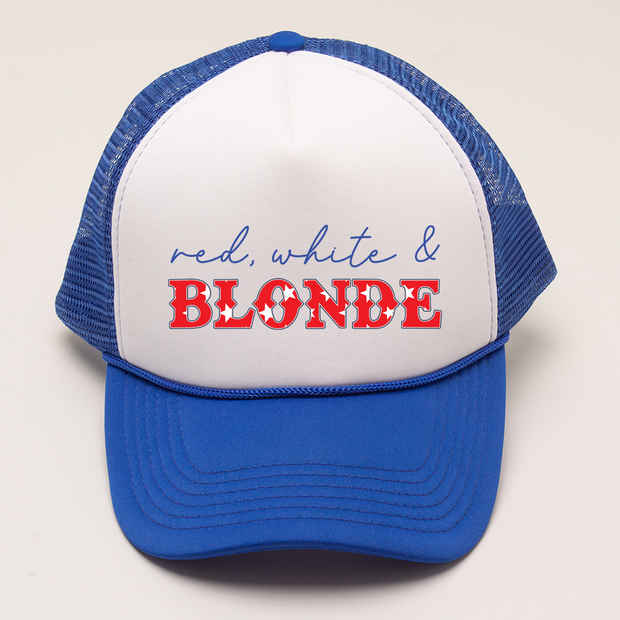 4th of July Trucker Hat Red White Blonde Blue