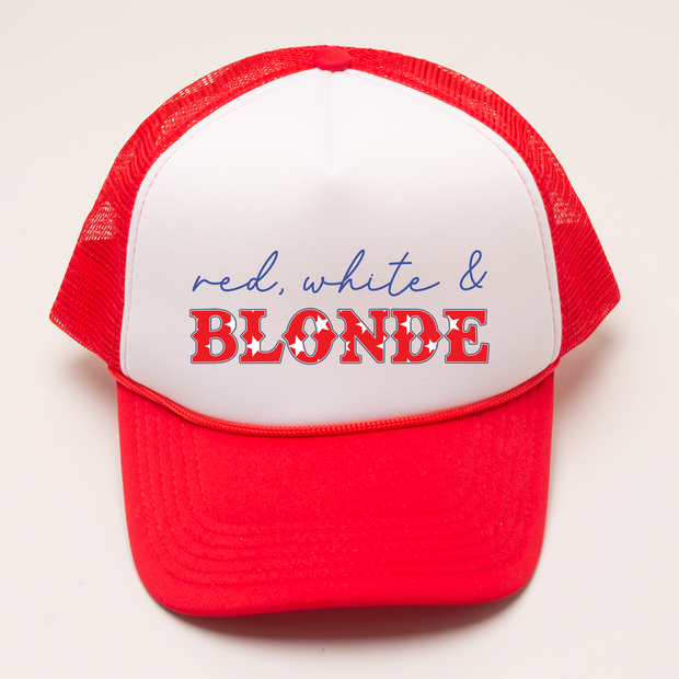 4th of July Trucker Hat - Red, White & Blonde