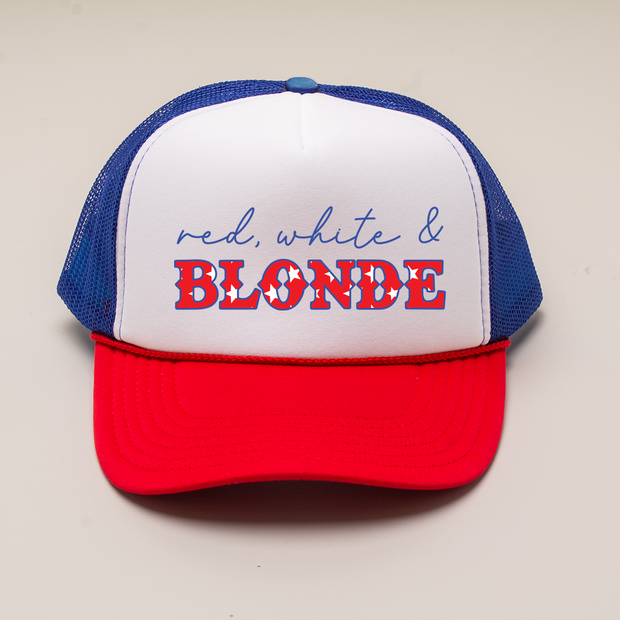 4th of July Trucker Hat - Red, White & Blonde